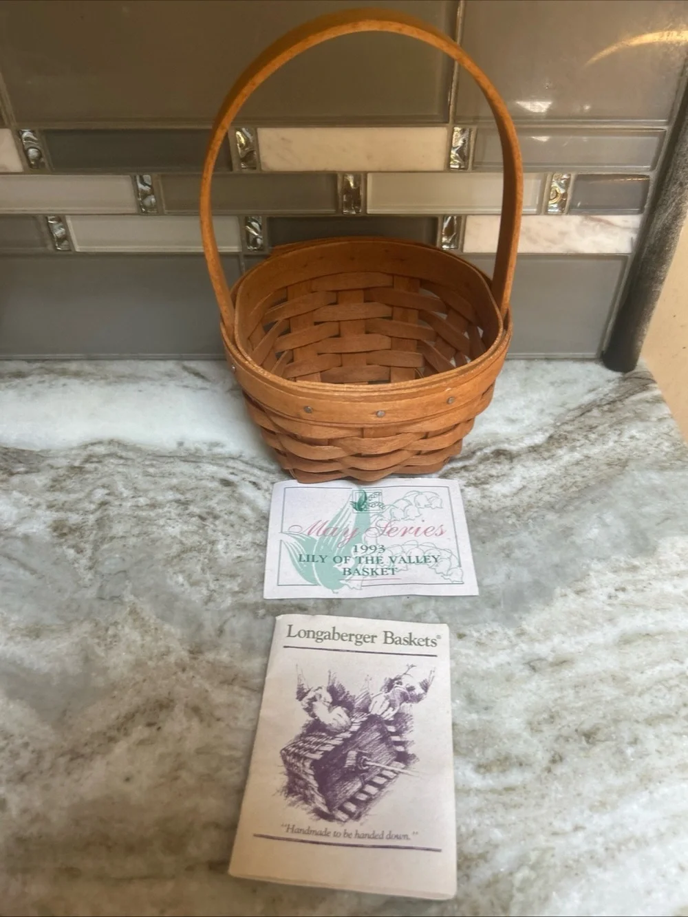 1993 Lily of the Valley May Series Longaberger Basket Small Key Holder Handle